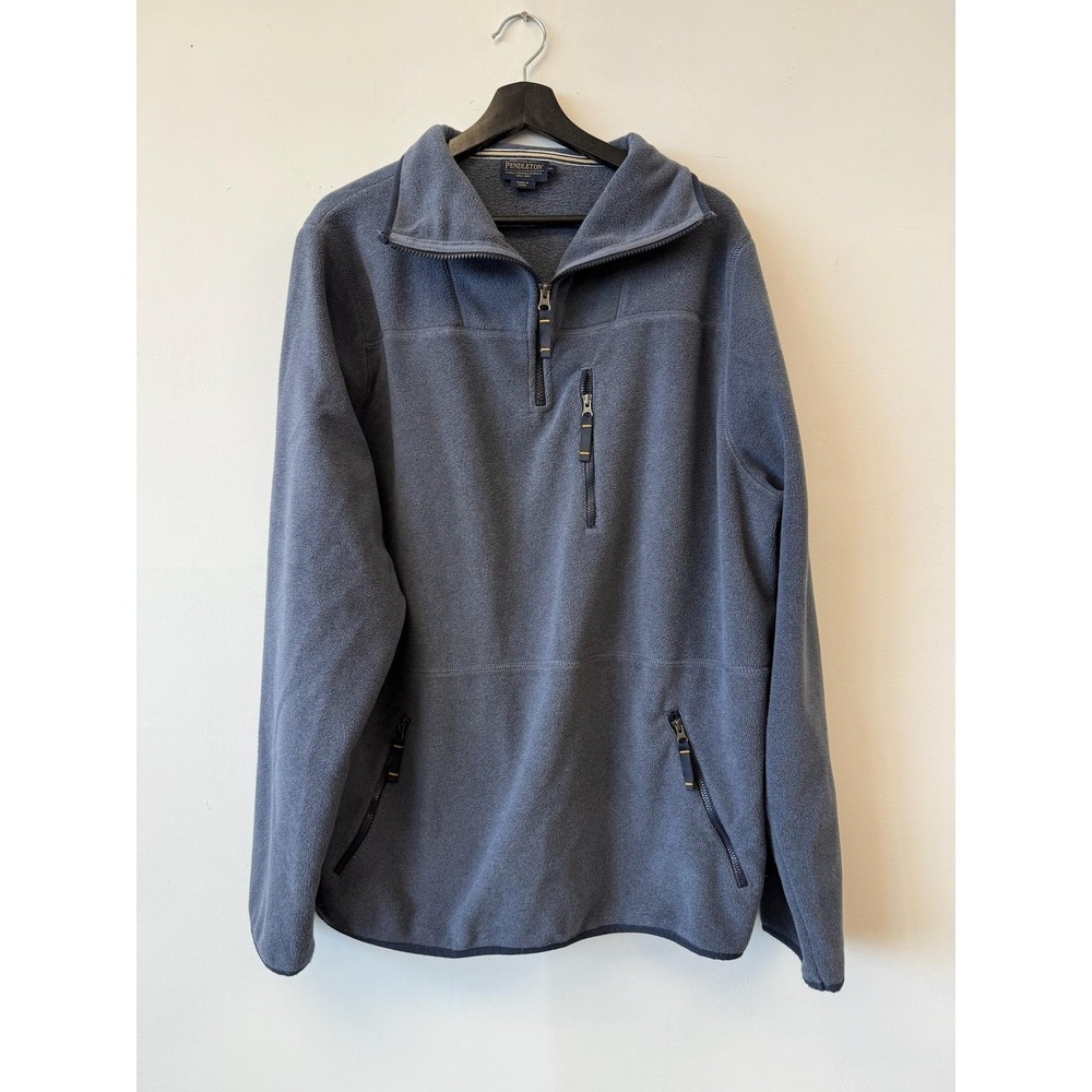 Pendleton Pullover Mens XL Blue Fleece Half Zip Outdoors Jacket Pockets‎ Warm